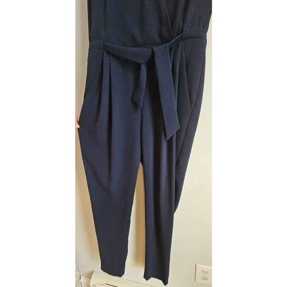Theory Pavona Elevate Crepe Jumpsuit, Blue, Sexy V Neck, NYE Party, Sz 8 - Picture 8 of 11